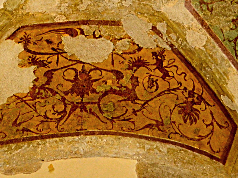 Affresco, scalone del Castello di Giulio II, Ostia Antica